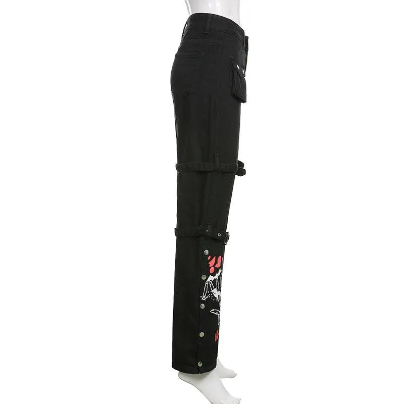 Horn Non Mainstream Rivet Gas Hole Pants