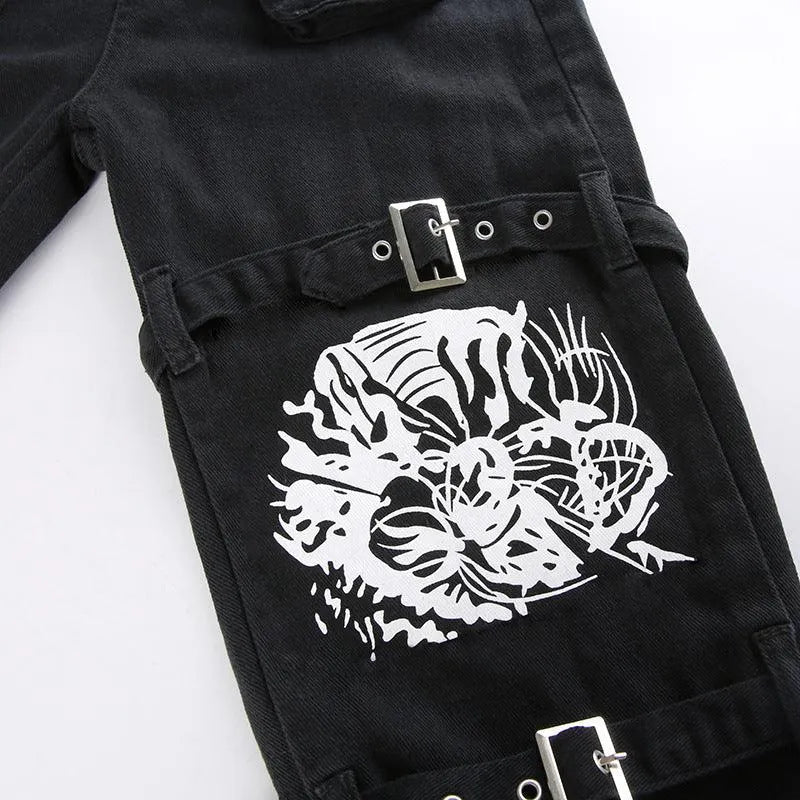 Horn Non Mainstream Rivet Gas Hole Pants