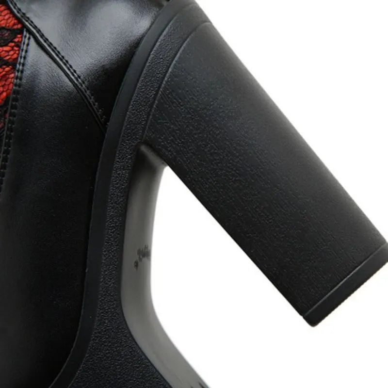 Color Block Lace Ankle Boots