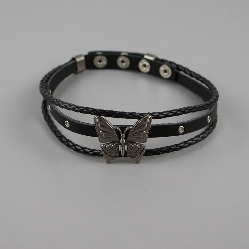 Dark Butterfly Rock Collar Choker
