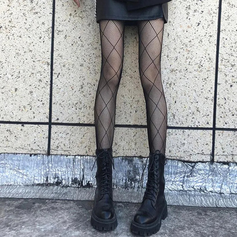 Plaid Fishing Net Pantyhose