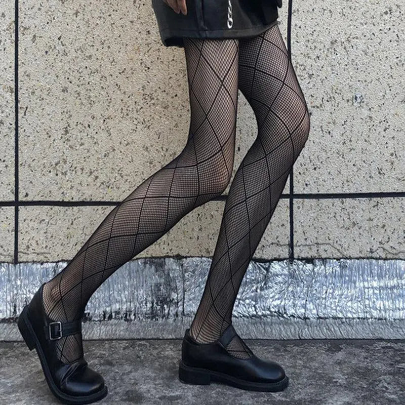 Plaid Fishing Net Pantyhose