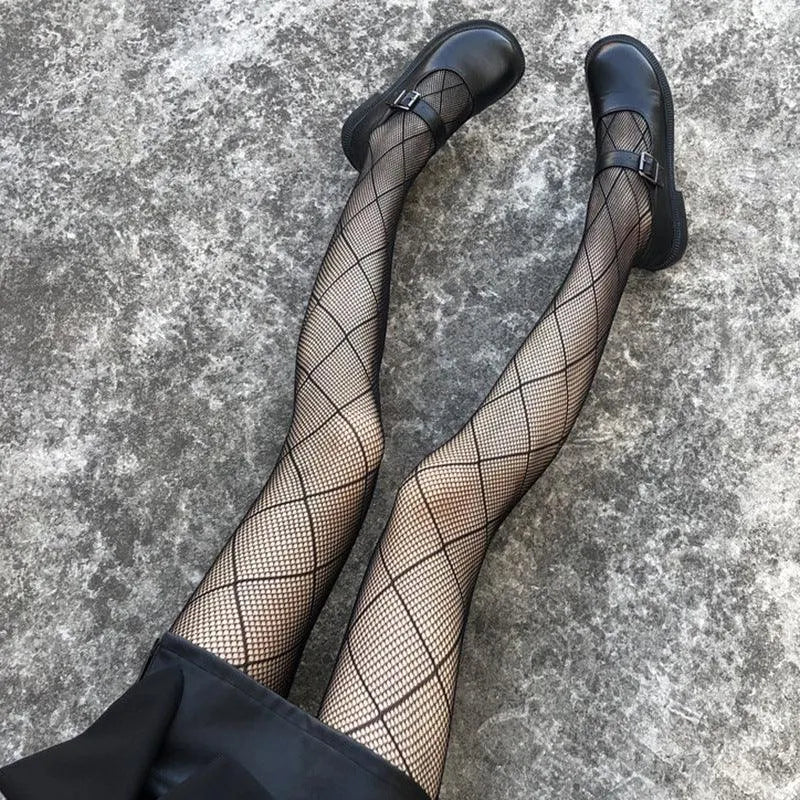 Plaid Fishing Net Pantyhose