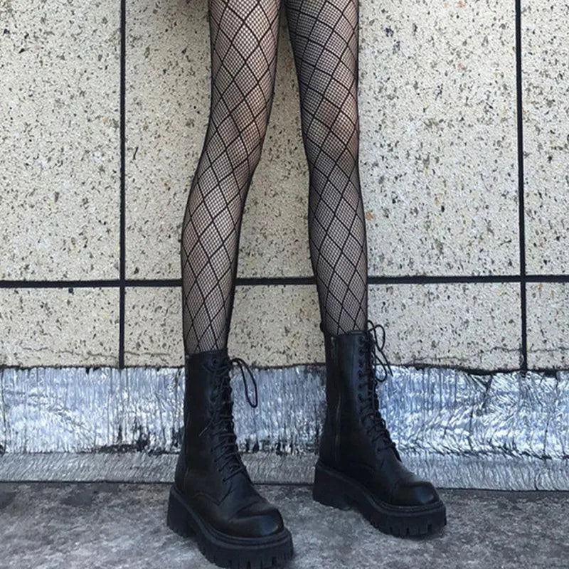 Plaid Fishing Net Pantyhose