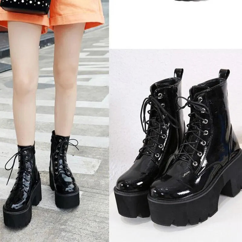Leather High Heels Boots