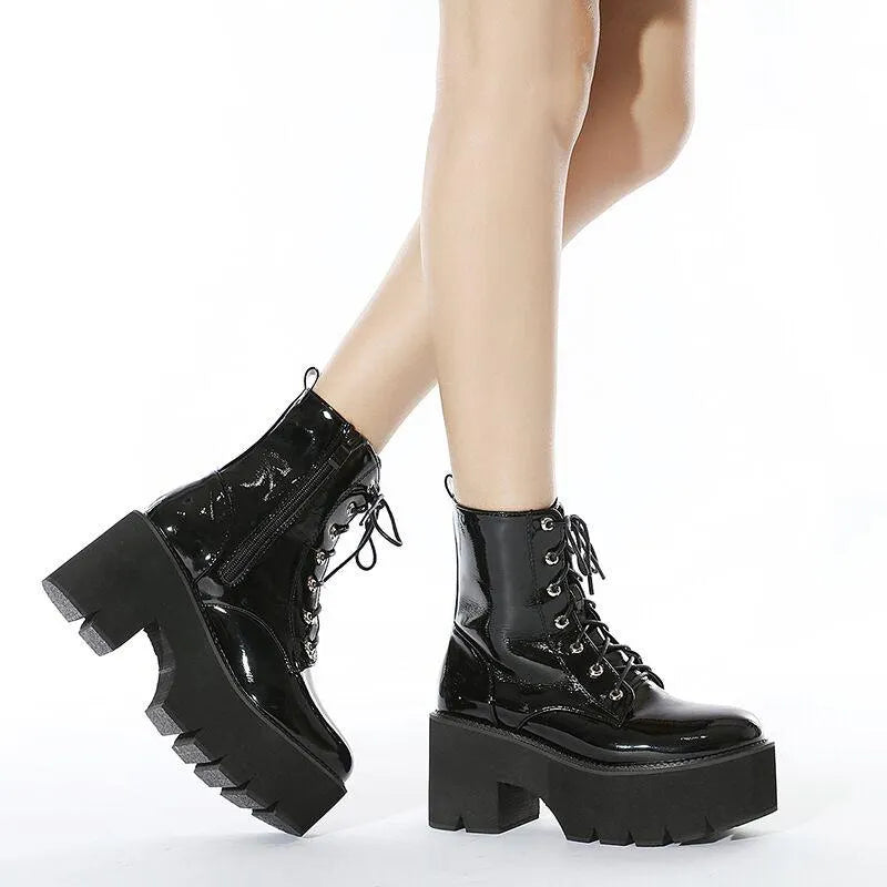 Leather High Heels Boots