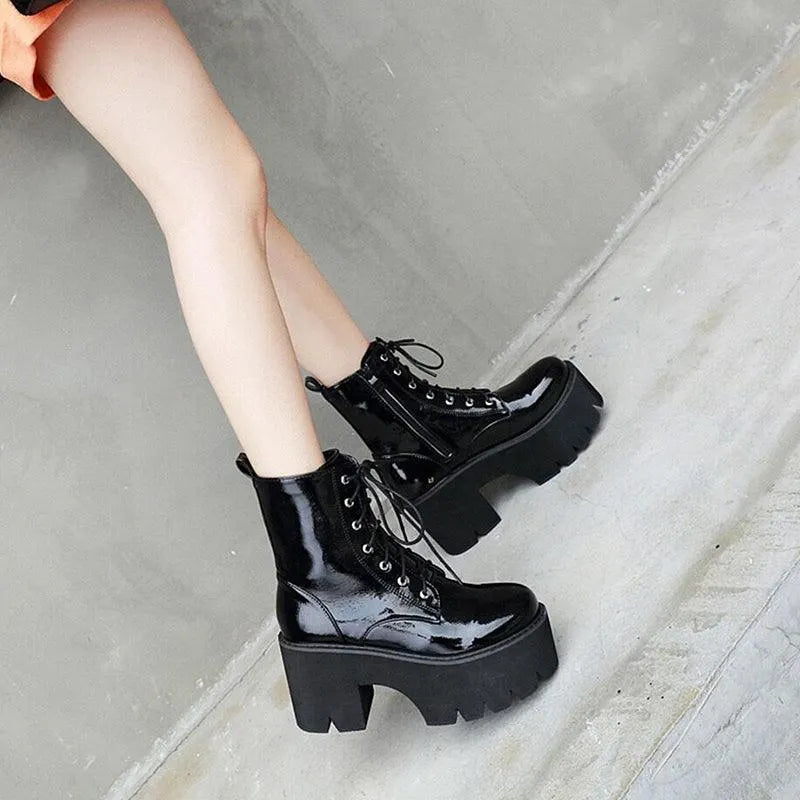 Leather High Heels Boots