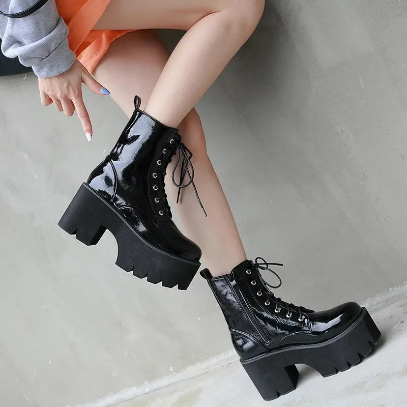 Leather High Heels Boots