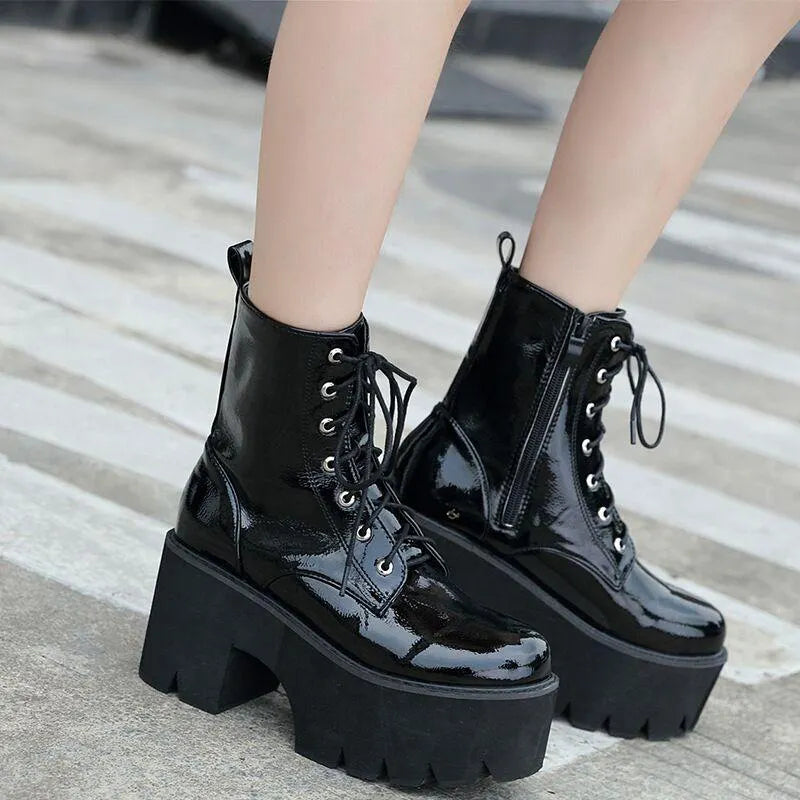 Leather High Heels Boots