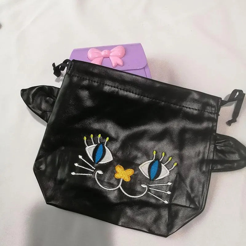 Cat Embroidery Cosmetics Collection Bag