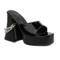 Dark Black Punk Chain Skull Sandals