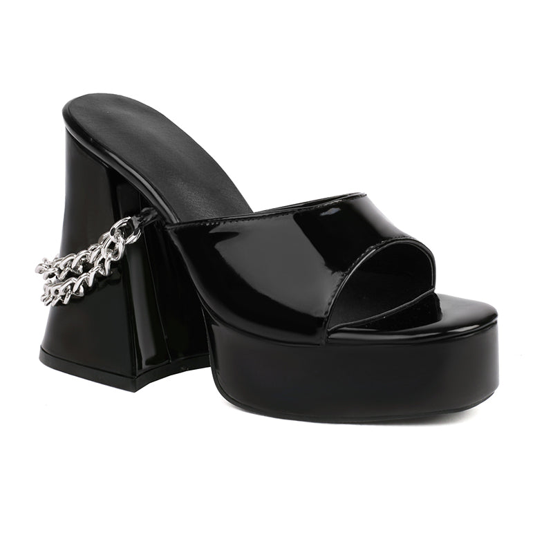 Dark Black Punk Chain Skull Sandals