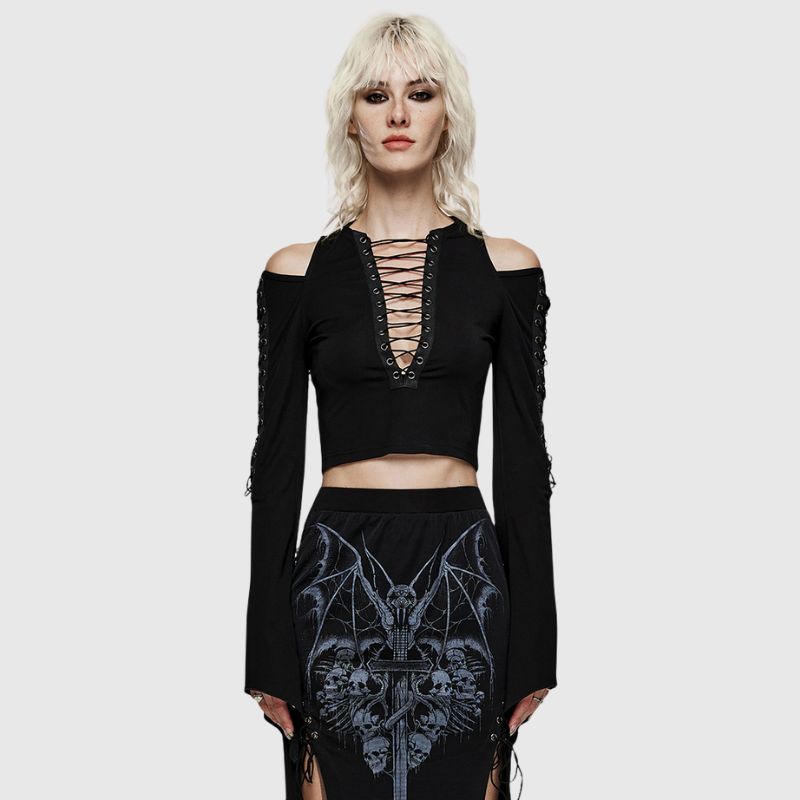 Cut-out Deep V-neck T-Shirt