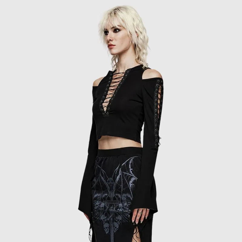 Cut-out Deep V-neck T-Shirt