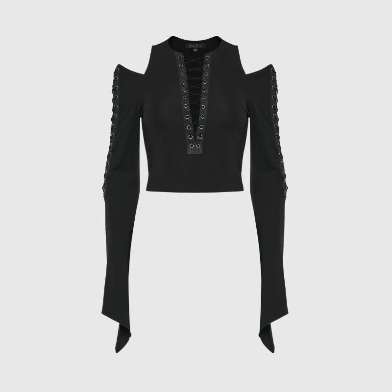 Cut-out Deep V-neck T-Shirt