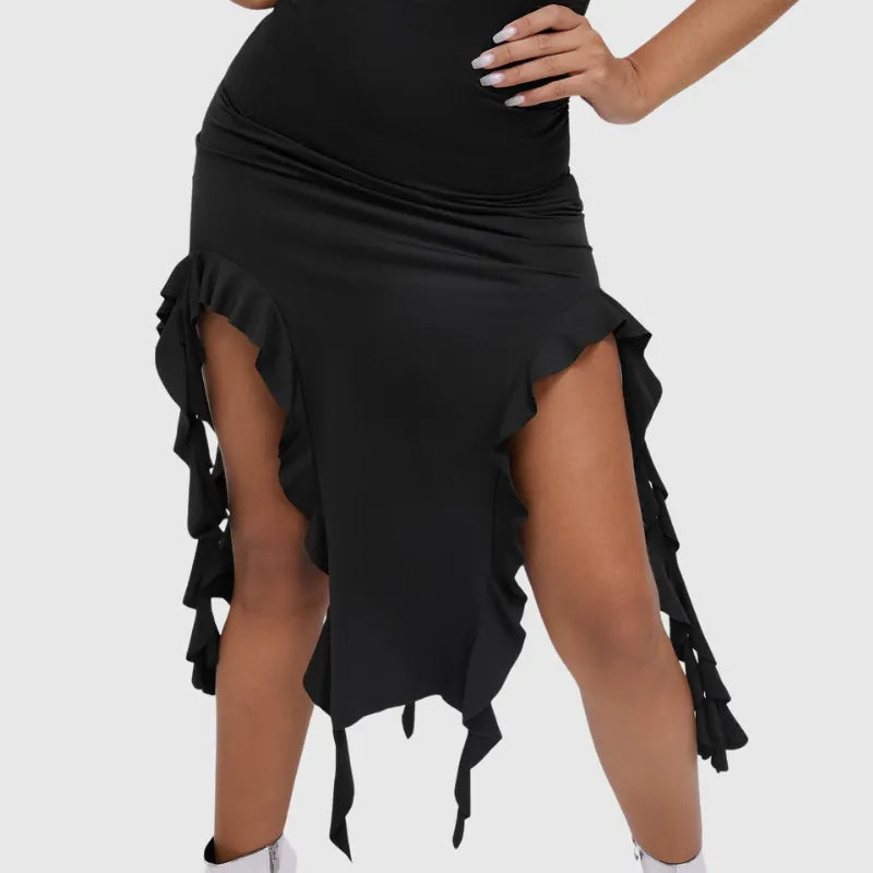 Gothic Beach Ruffles Tube Midi Dress
