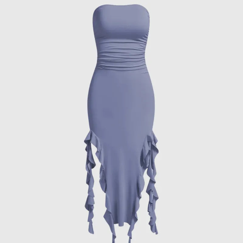 Gothic Beach Ruffles Tube Midi Dress