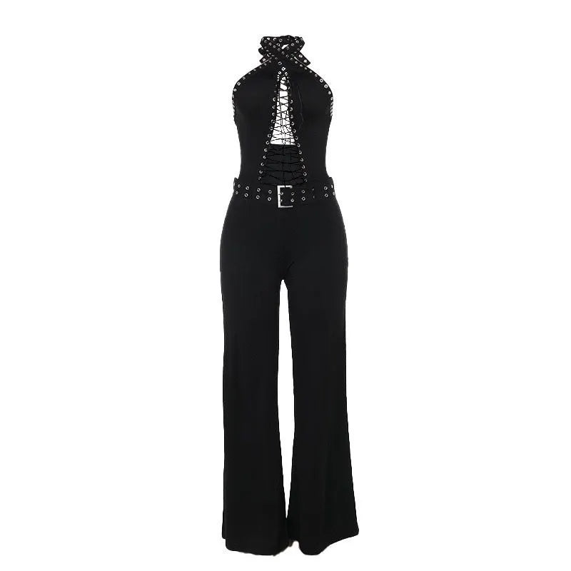 Dual-Wear Halter Neck Dress and Lace-up Romper