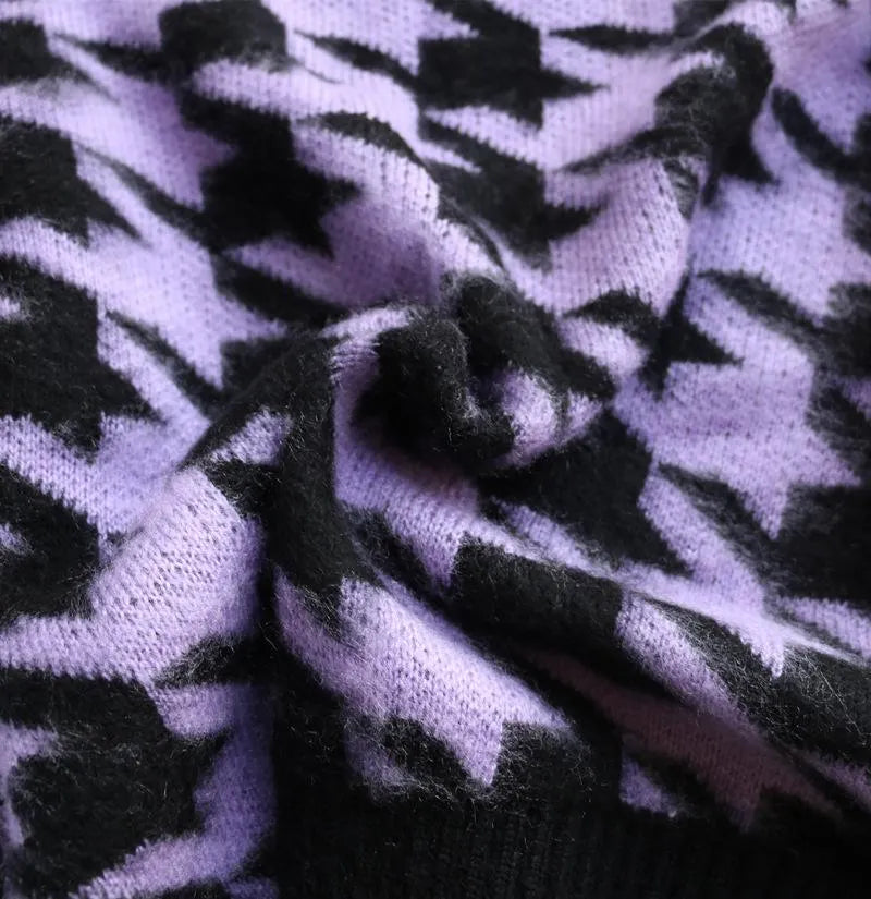 Houndstooth Check Mohair Cardigan