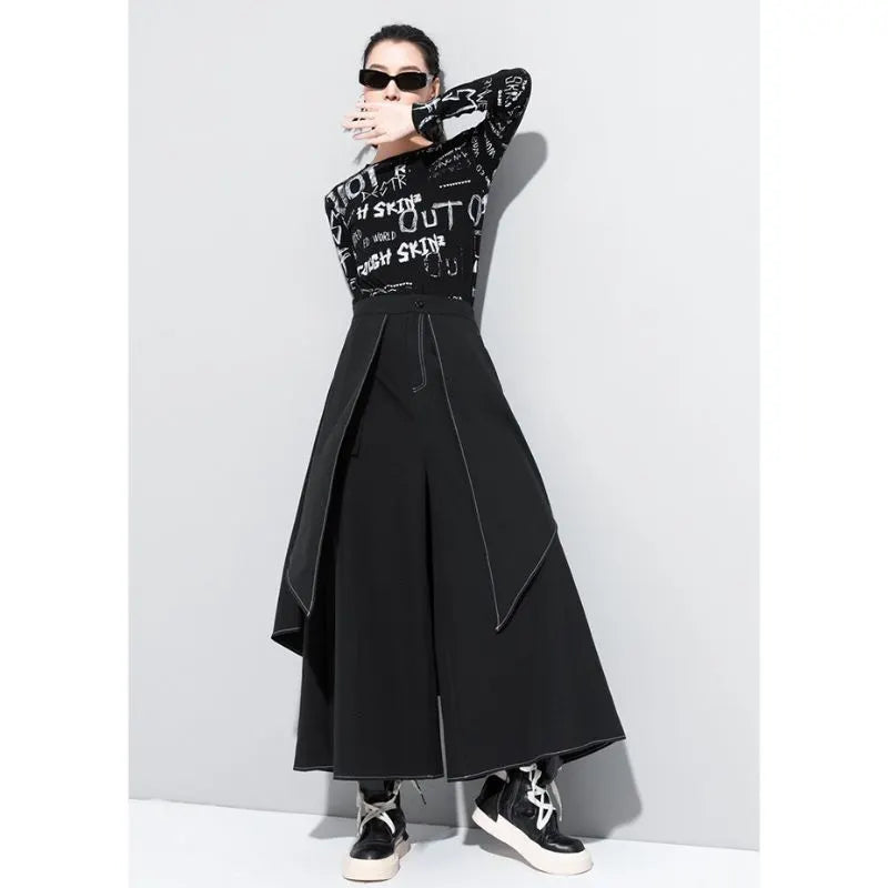Fake Two-piece Wide-leg Pants