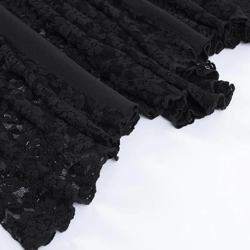 Gothic Dark Lace Flared Pants