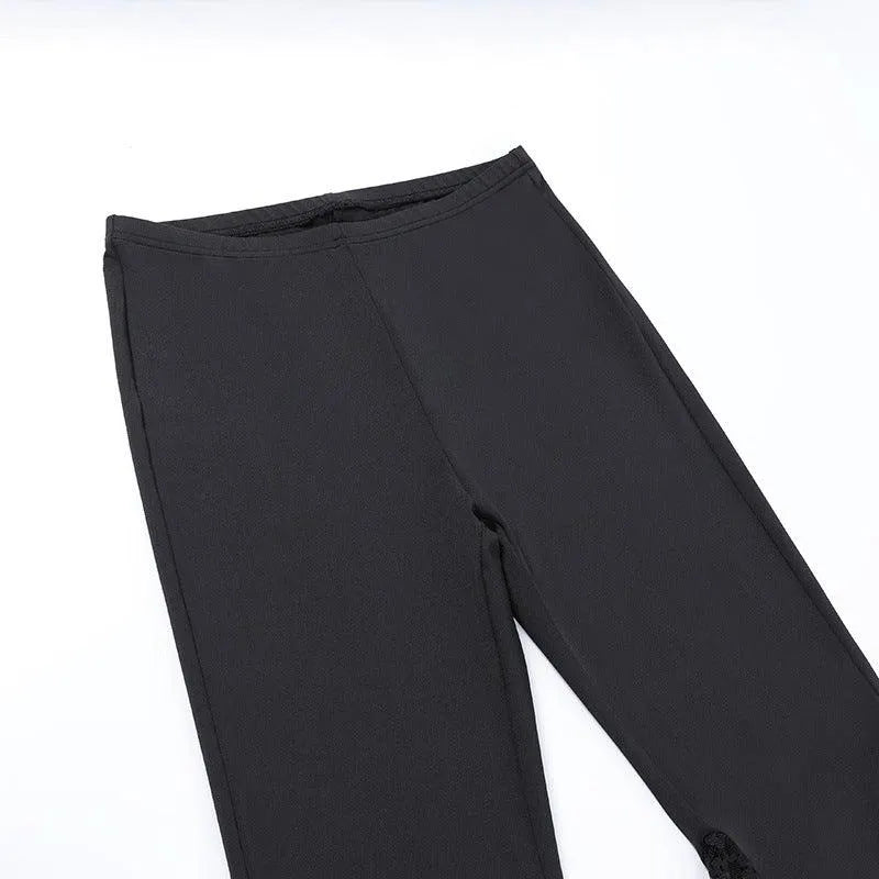 Gothic Dark Lace Flared Pants