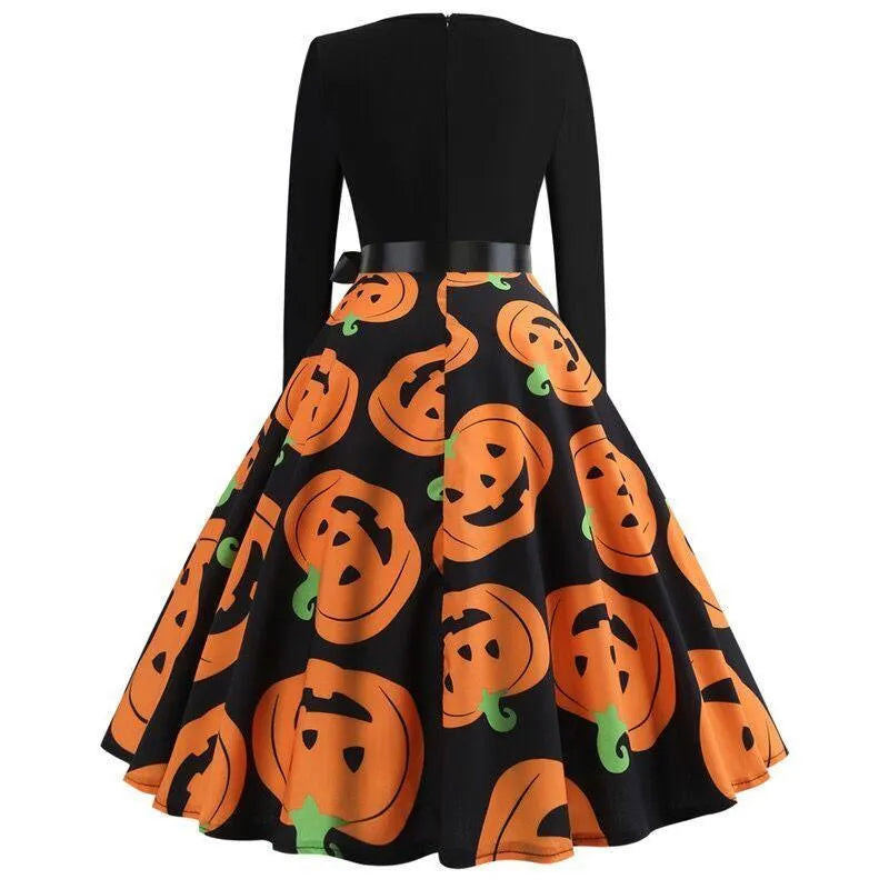 Halloween Skulls and Bats Bow Dress