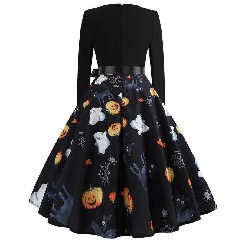Halloween Skulls and Bats Bow Dress