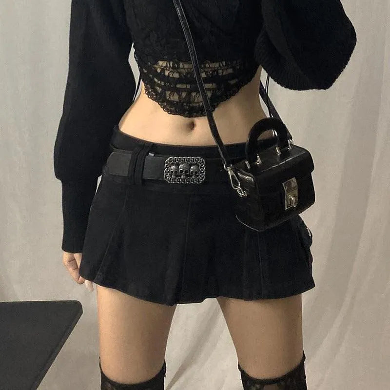 Street Hot Girl Denim Pleated Skirt