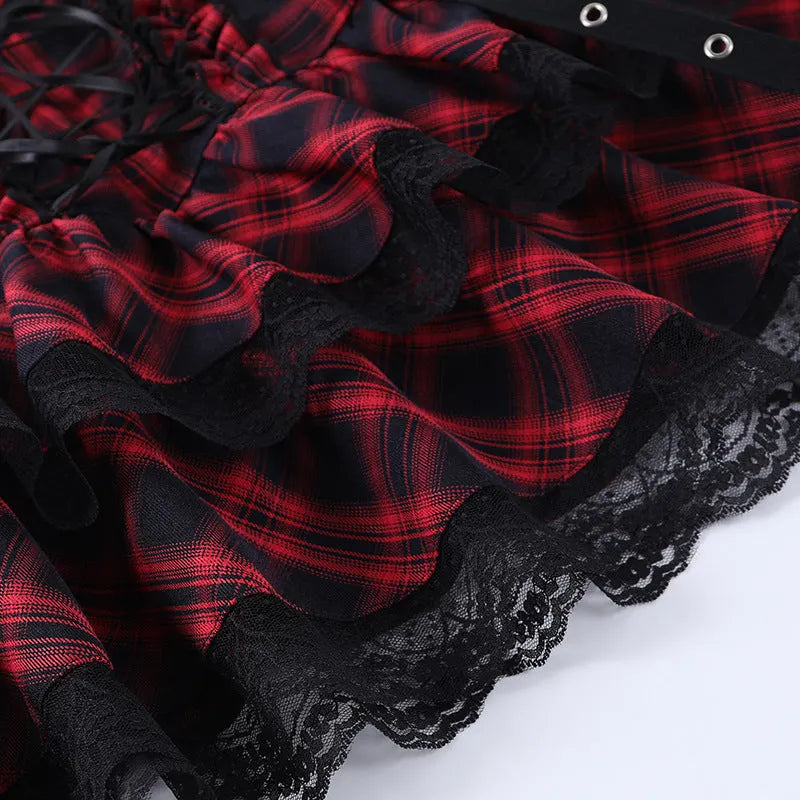 Every Breath You Take Plaid Lace Top and Skirt Set