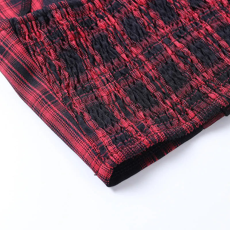 Every Breath You Take Plaid Lace Top and Skirt Set