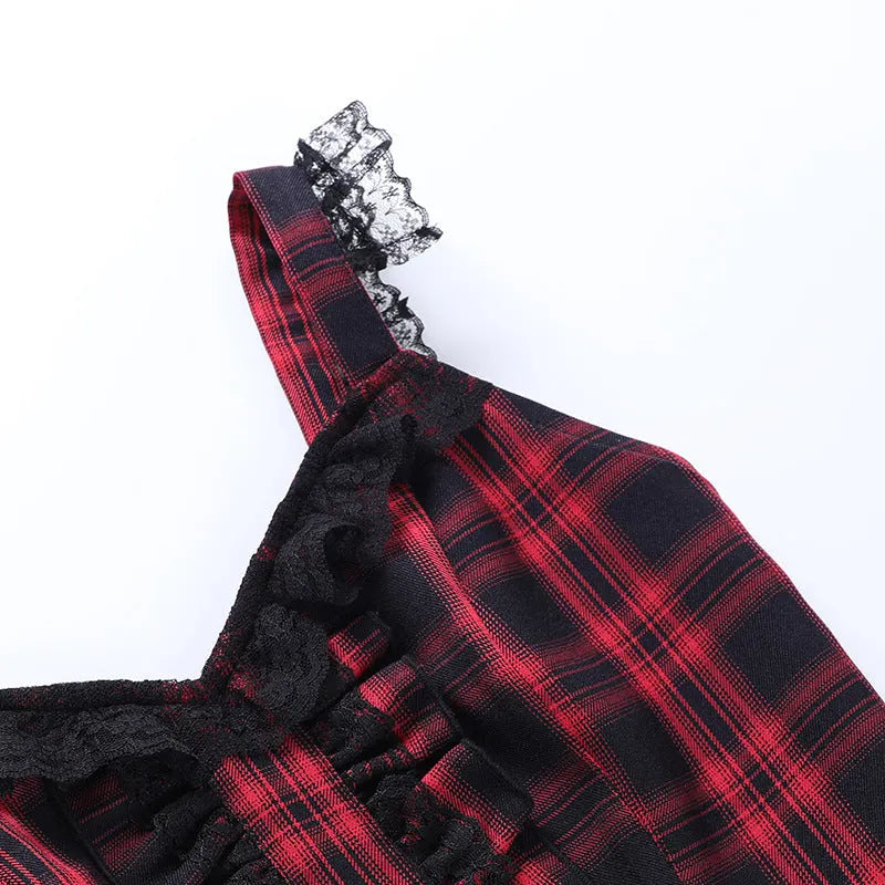 Every Breath You Take Plaid Lace Top and Skirt Set