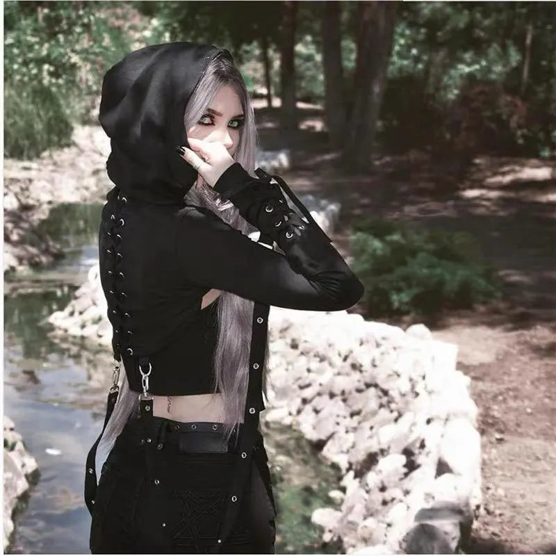 Crop Top Vampire Hoodie