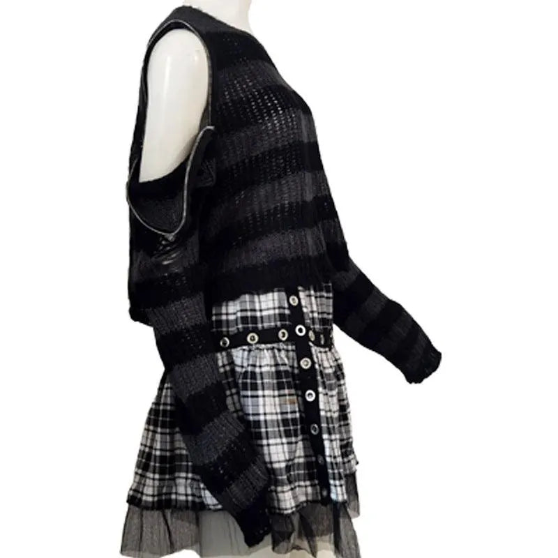 Goth Striped Short Knit Sweater