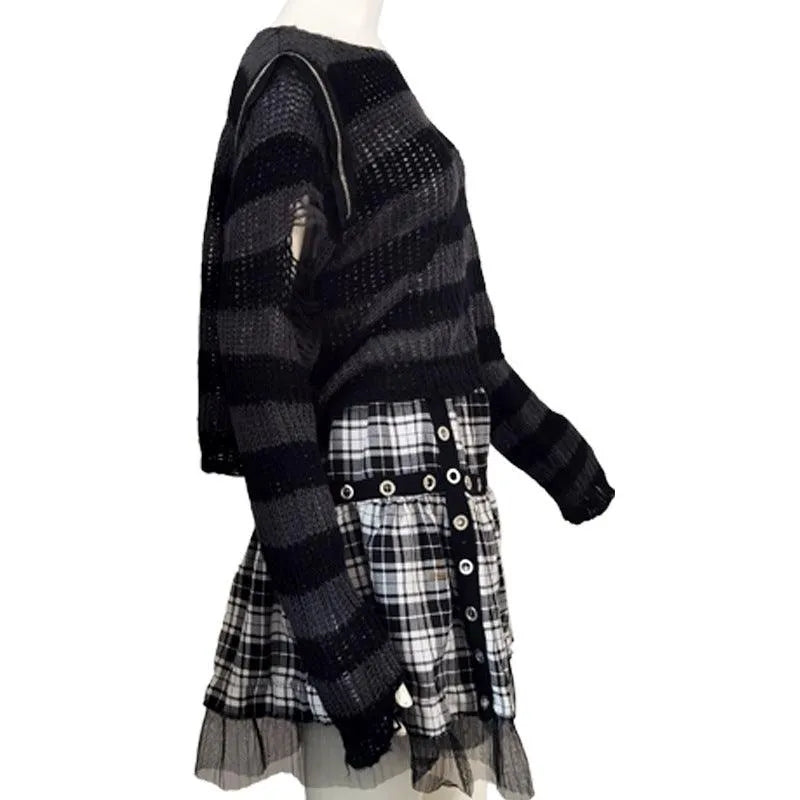 Goth Striped Short Knit Sweater