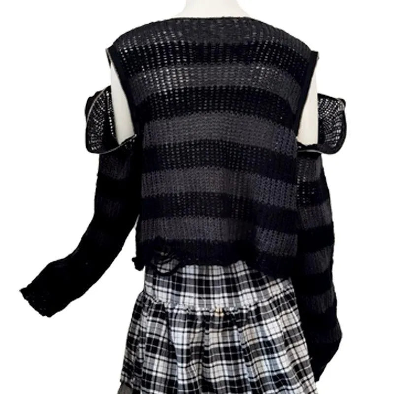 Goth Striped Short Knit Sweater