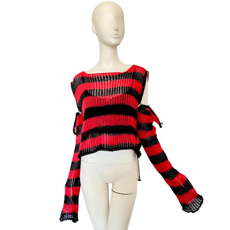 Goth Striped Short Knit Sweater