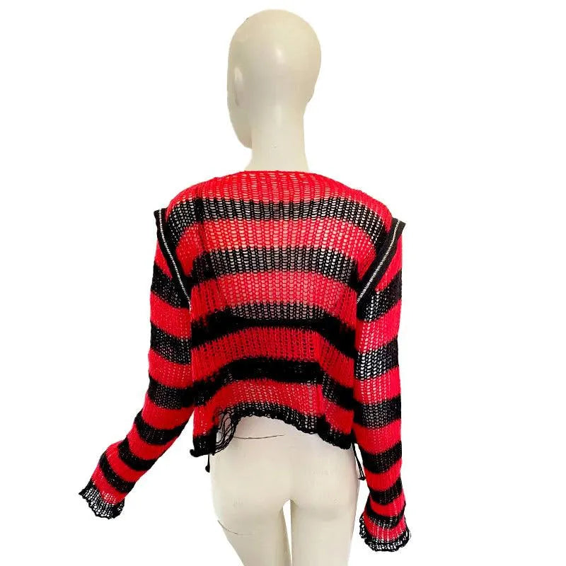 Goth Striped Short Knit Sweater