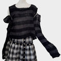 Goth Striped Short Knit Sweater