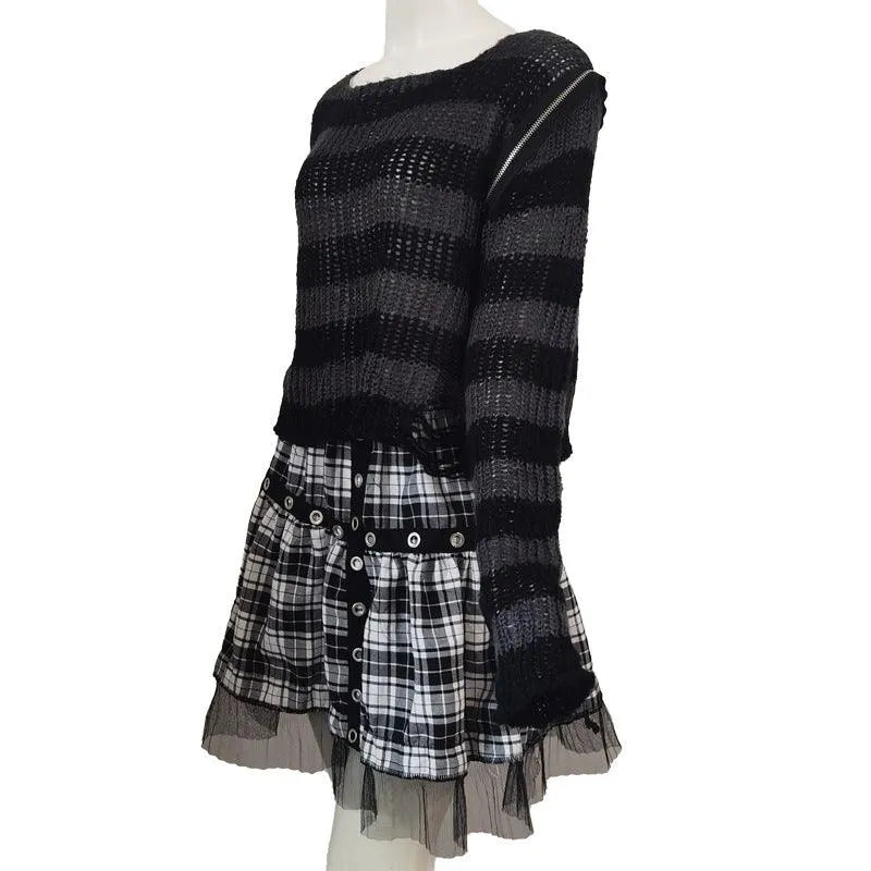 Goth Striped Short Knit Sweater