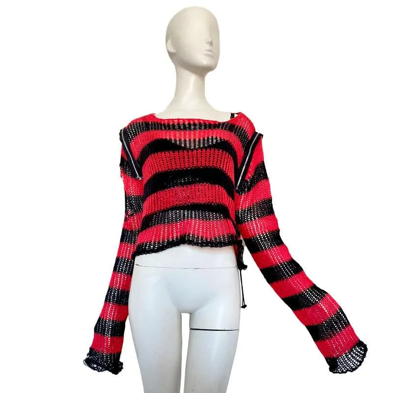 Goth Striped Short Knit Sweater