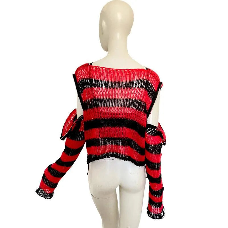 Goth Striped Short Knit Sweater
