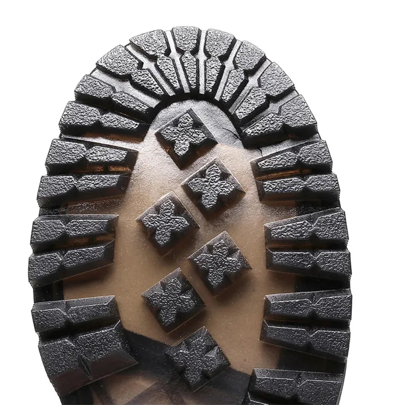 Gothic Litchi Pattern Round head Hexagrams Boots