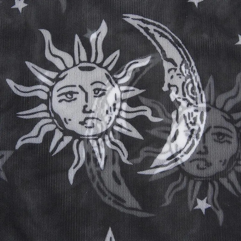 Sun and Moon Print Mesh Top