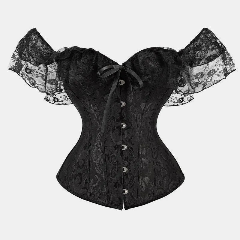 Short Sleeves Lace Corset Top