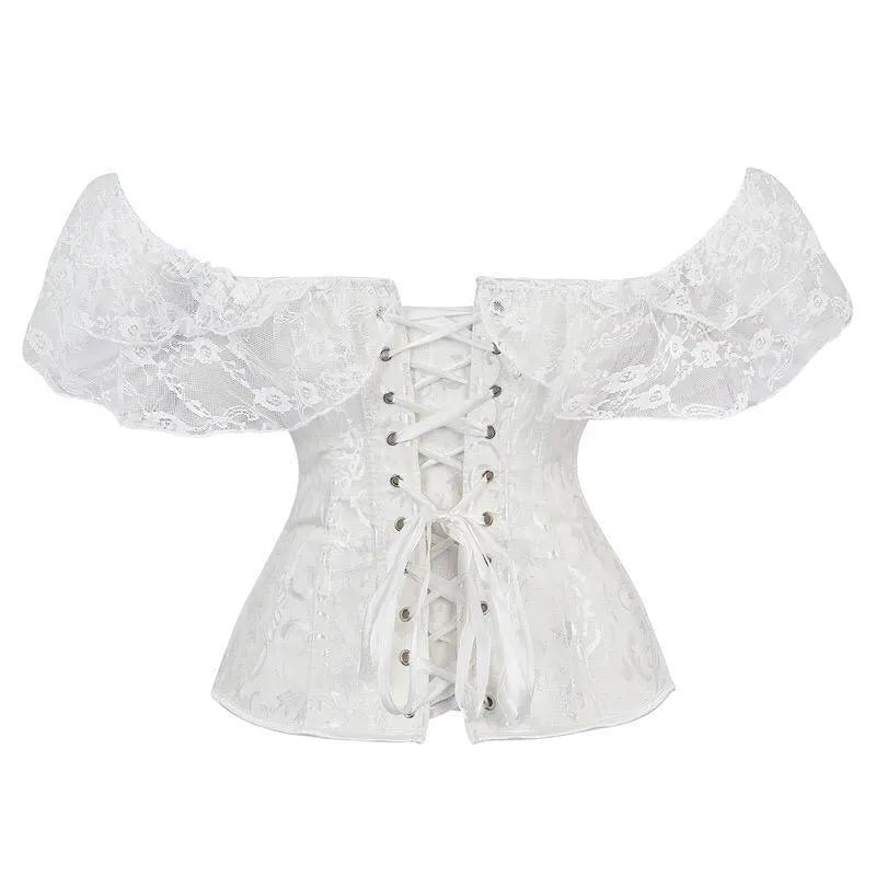 Short Sleeves Lace Corset Top