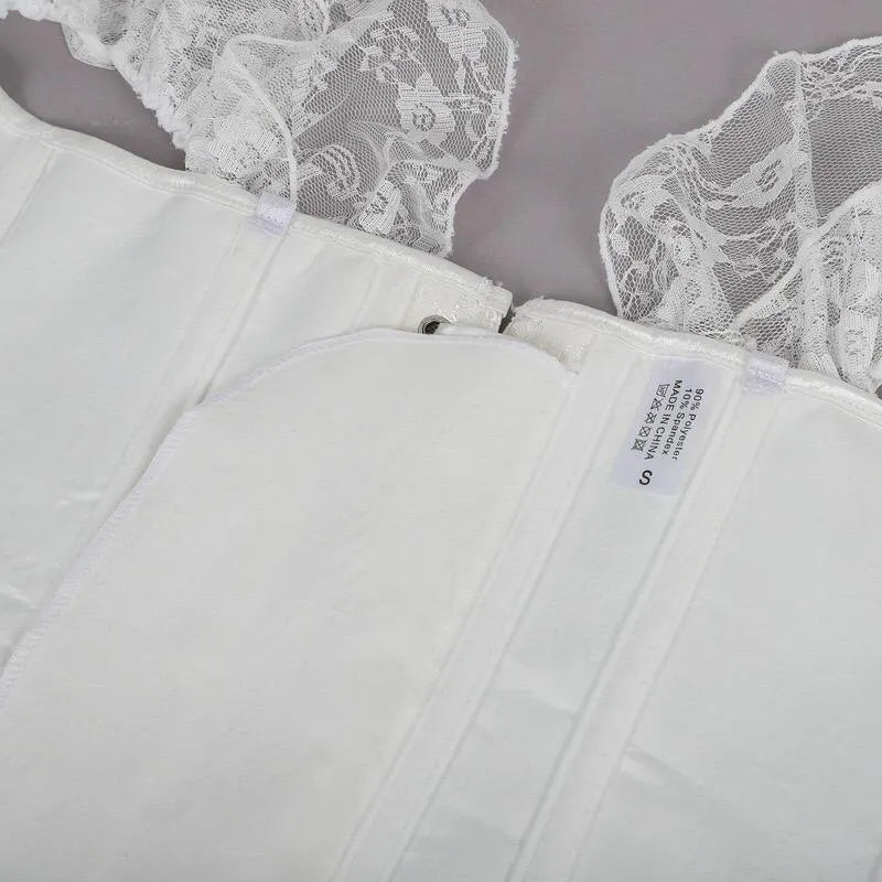 Short Sleeves Lace Corset Top