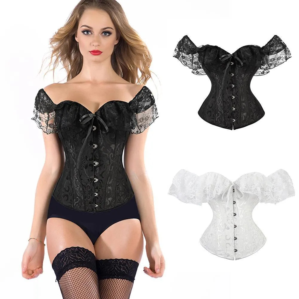 Short Sleeves Lace Corset Top