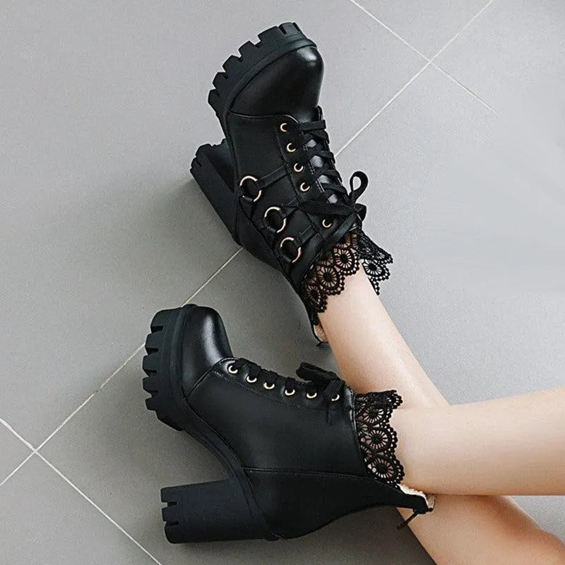 Victorian O-Ring Lace Boots