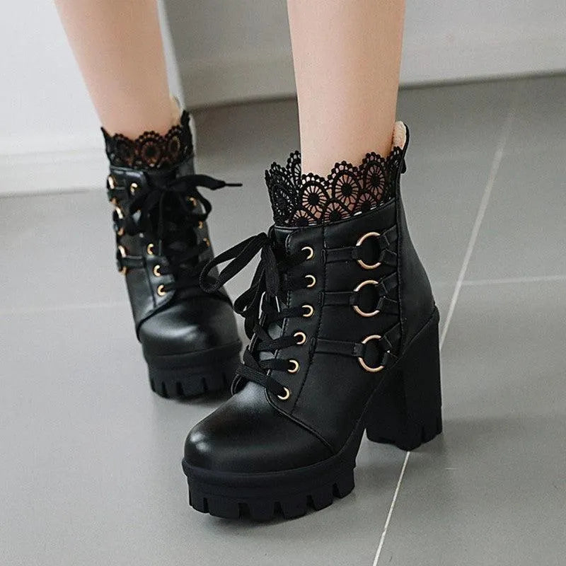 Victorian O-Ring Lace Boots